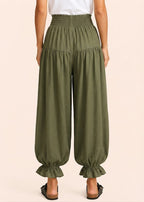 Balloon Pant with Shirred Waistband & Pockets - Khaki-Zeemara
