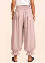 Balloon Pant with Shirred Waistband & Pockets - Light Pink-Zeemara