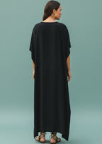 Black Notched Tunic Kaftan-Zeemara