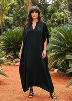 Black Notched Tunic Kaftan-Zeemara