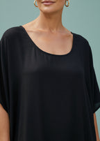 Black Round Neck Kaftan-Zeemara