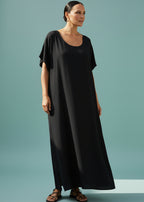 Black Round Neck Kaftan-Zeemara