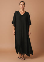 Black V Neck Kaftan-Zeemara