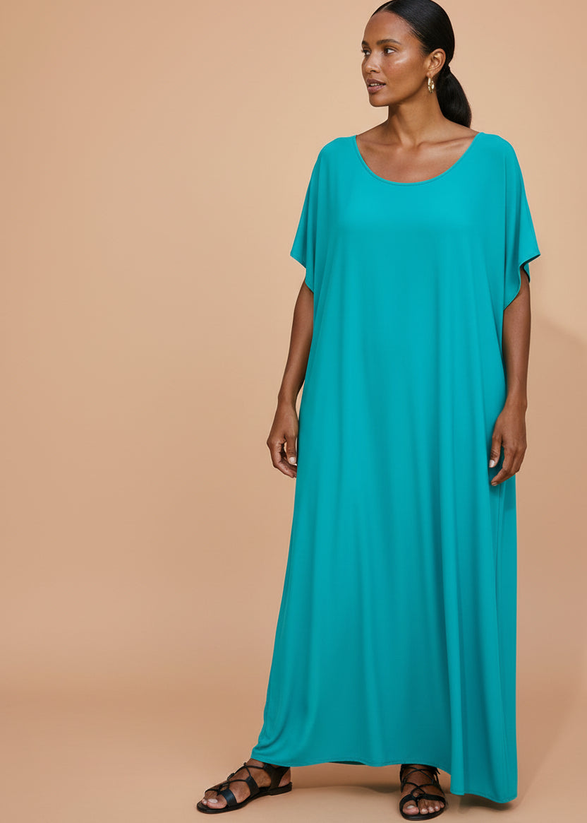 Blue Round Neck Kaftan-Zeemara