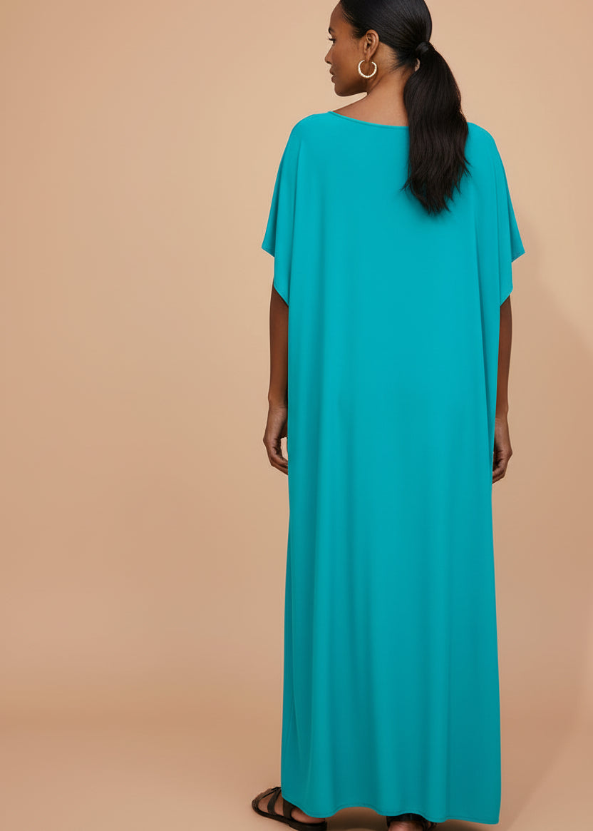 Blue Round Neck Kaftan-Zeemara