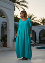 Blue Round Neck Kaftan-Zeemara