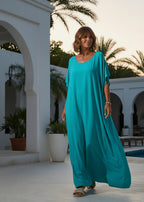 Blue Round Neck Kaftan-Zeemara