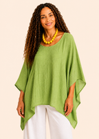 Oversized Batwing Tunic Top with Hanky Hem - Lime