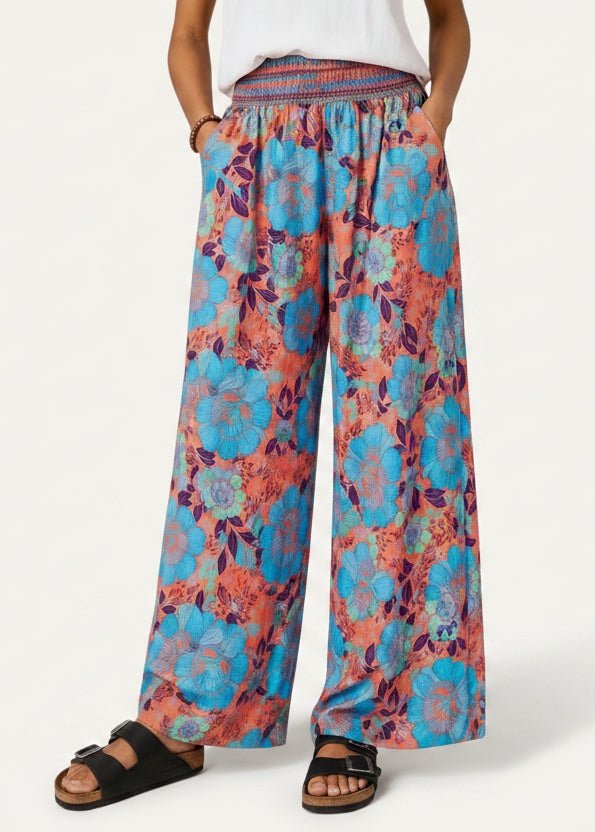 Wide Leg Pull-On Pants with Shirred Waistband & Pockets - Scarlet Poppy (Copy) (Copy) (Copy) (Copy)