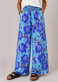 Wide Leg Pull-On Pants with Shirred Waistband & Pockets - Scarlet Poppy (Copy) (Copy)