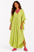 V Neck Kaftan with Diamond Pintuck - Lime