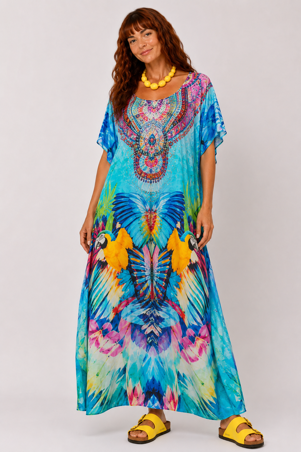 Island Oracle Round Neck Kaftan with Notched Collar
