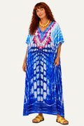 V Neck Kaftan - Electric Azure