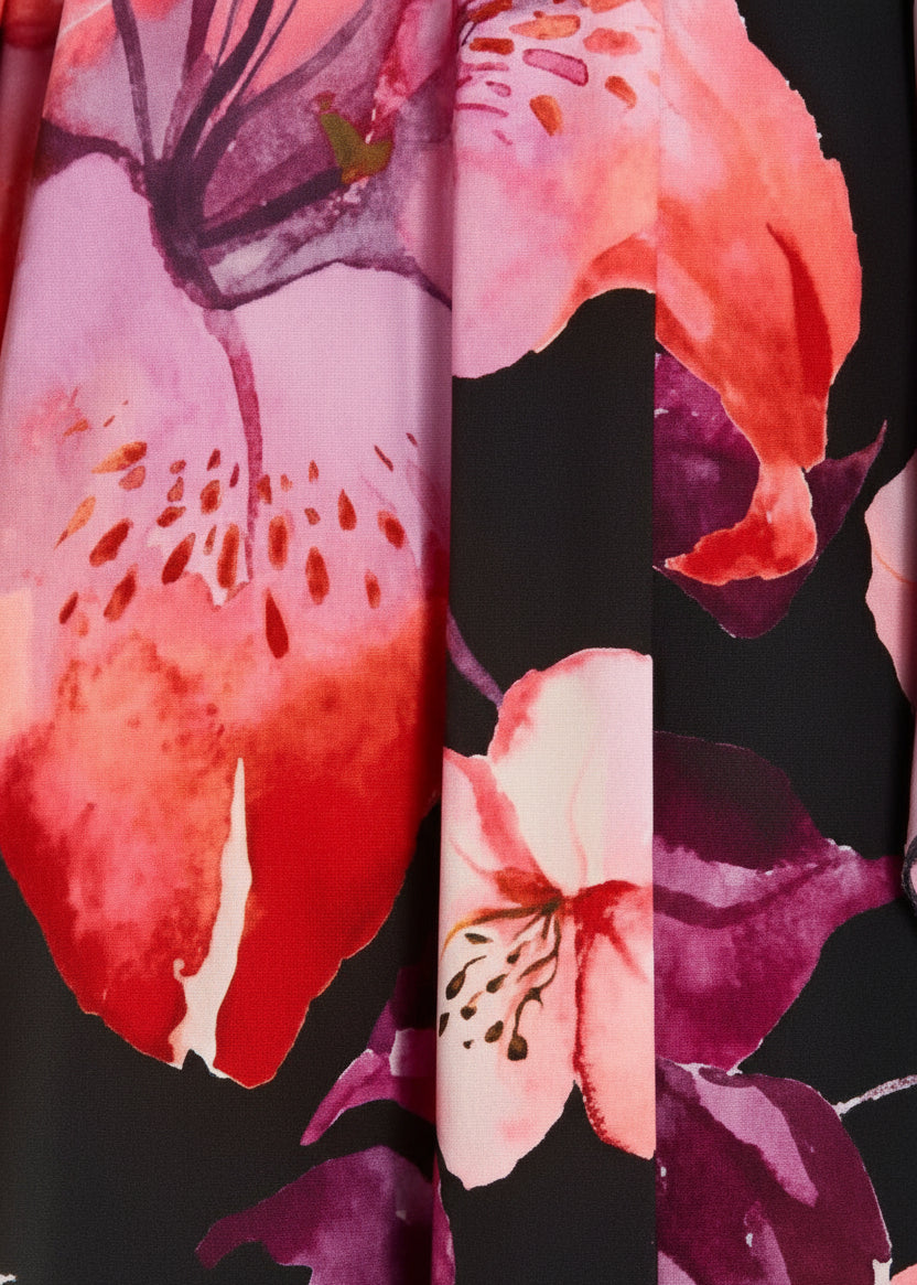 Dusk Bloom V Neck Kaftan with Diamond Pintuck-Zeemara