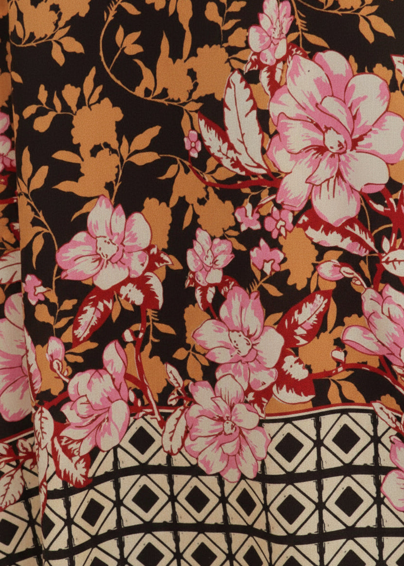 Ebony Rose V Neck Kaftan-Zeemara