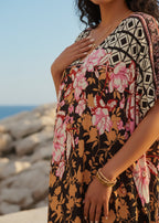 Ebony Rose V Neck Kaftan-Zeemara