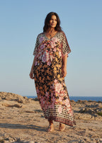 Ebony Rose V Neck Kaftan-Zeemara