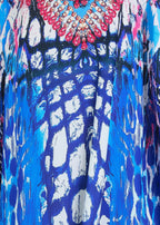 Electric Azure V Neck Kaftan-Zeemara