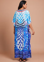 Electric Azure V Neck Kaftan-Zeemara