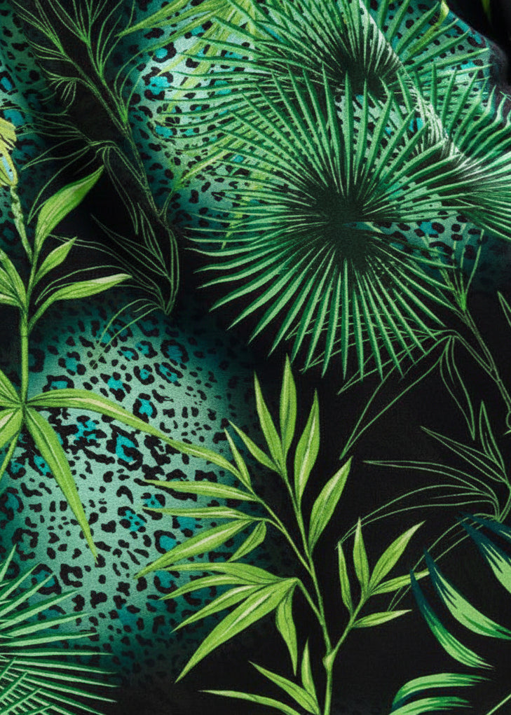 Emerald Fern V Neck Kaftan with Diamond Pintuck-Zeemara