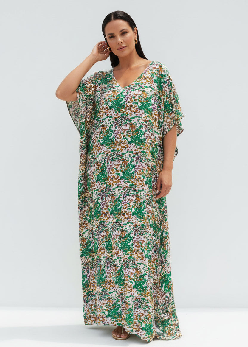 Eucalyptus Drift V Neck Kaftan-Zeemara