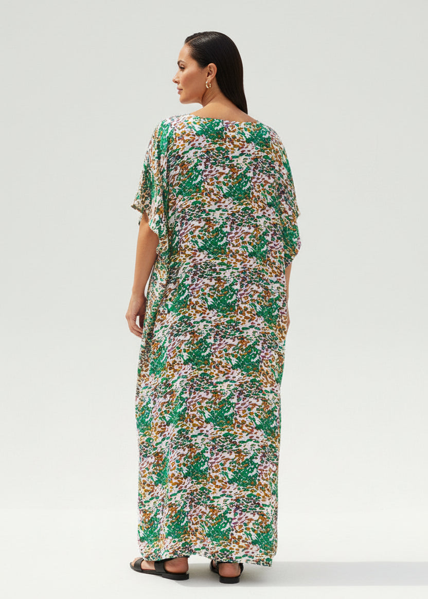Eucalyptus Drift V Neck Kaftan-Zeemara