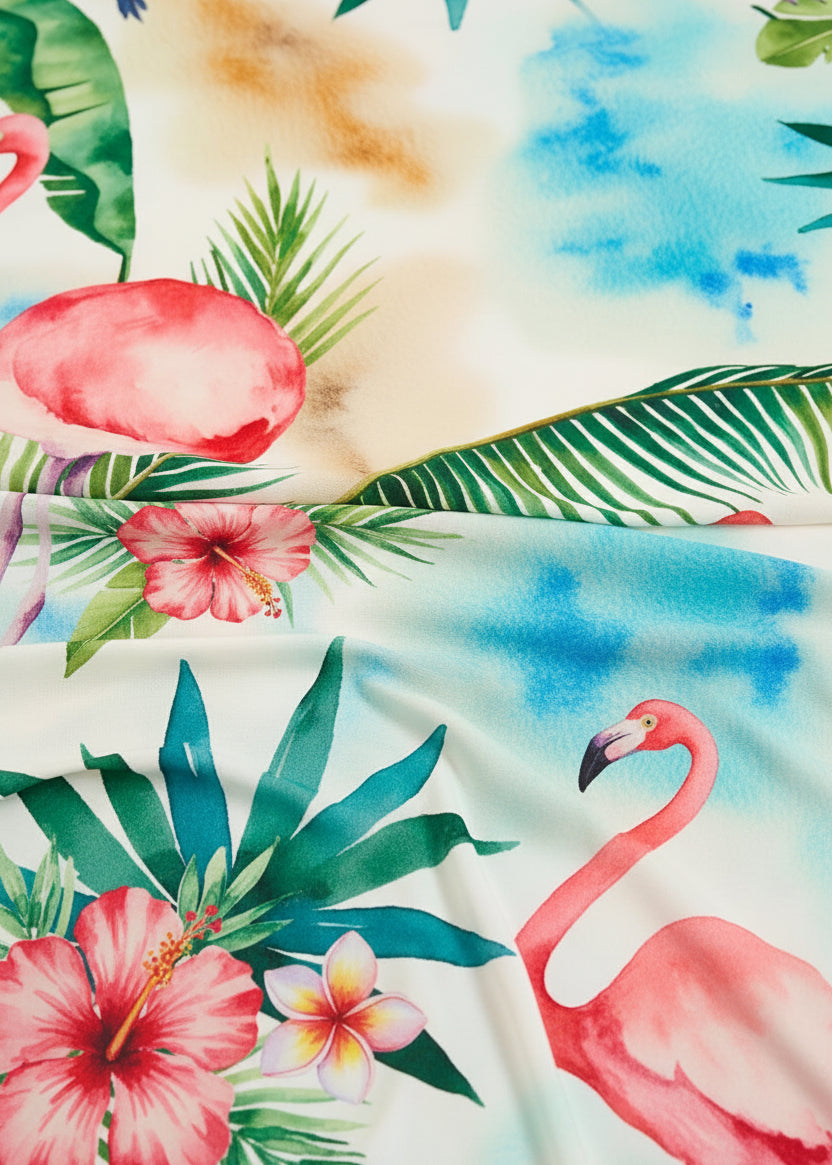 Flamingo Frost V Neck Kaftan with Diamond Pintuck-Zeemara