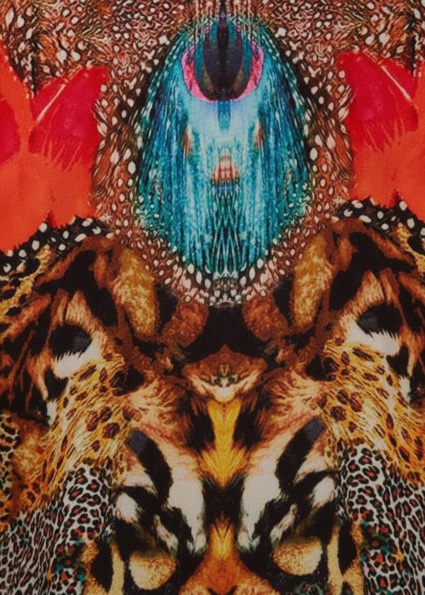 Gilded Totem Round Neck Kaftan-Zeemara