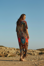 Gilded Totem Round Neck Kaftan-Zeemara