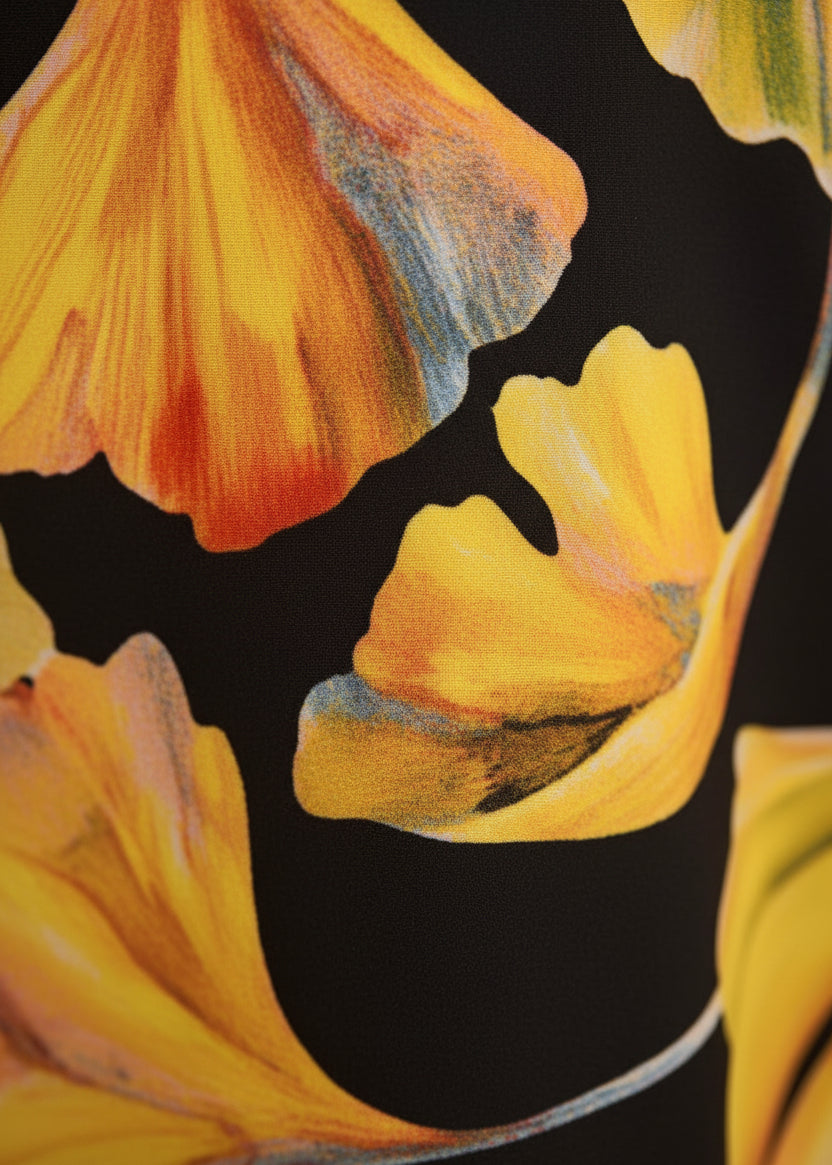 Golden Marigold V Neck Kaftan with Diamond Pintuck-Zeemara