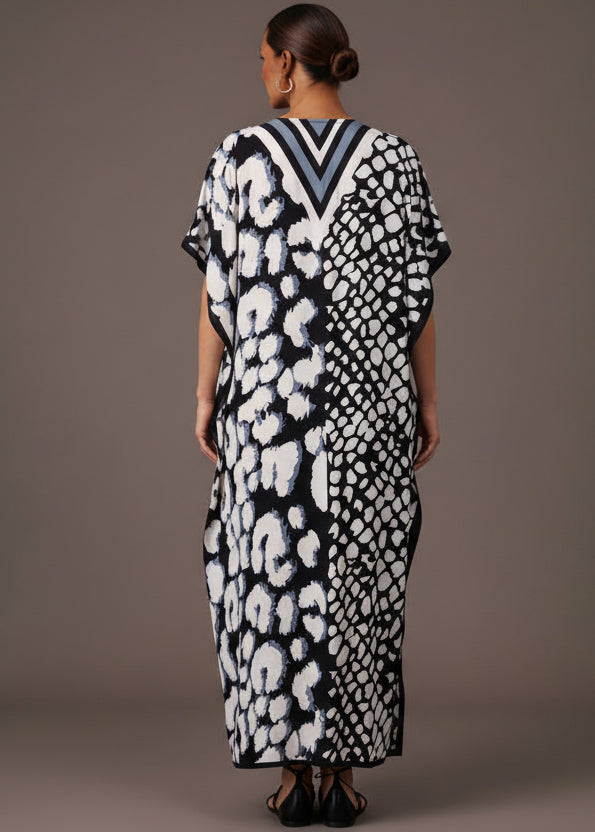Graphic Cat V Neck Kaftan-Zeemara