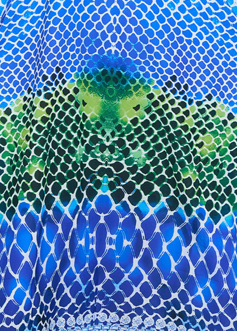 Indigo Scale V Neck Kaftan-Zeemara