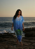 Indigo Scale V Neck Kaftan-Zeemara