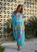 Island Oracle Round Neck Kaftan with Notched Collar-Zeemara