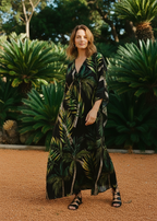 Island Twilight V Neck Kaftan with Diamond Pintuck-Zeemara