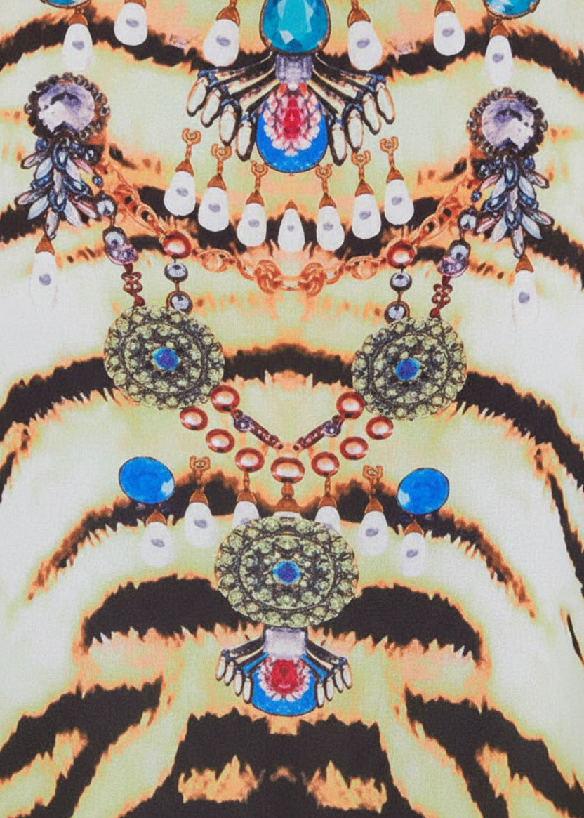 Ivory Tigress V Neck Kaftan-Zeemara