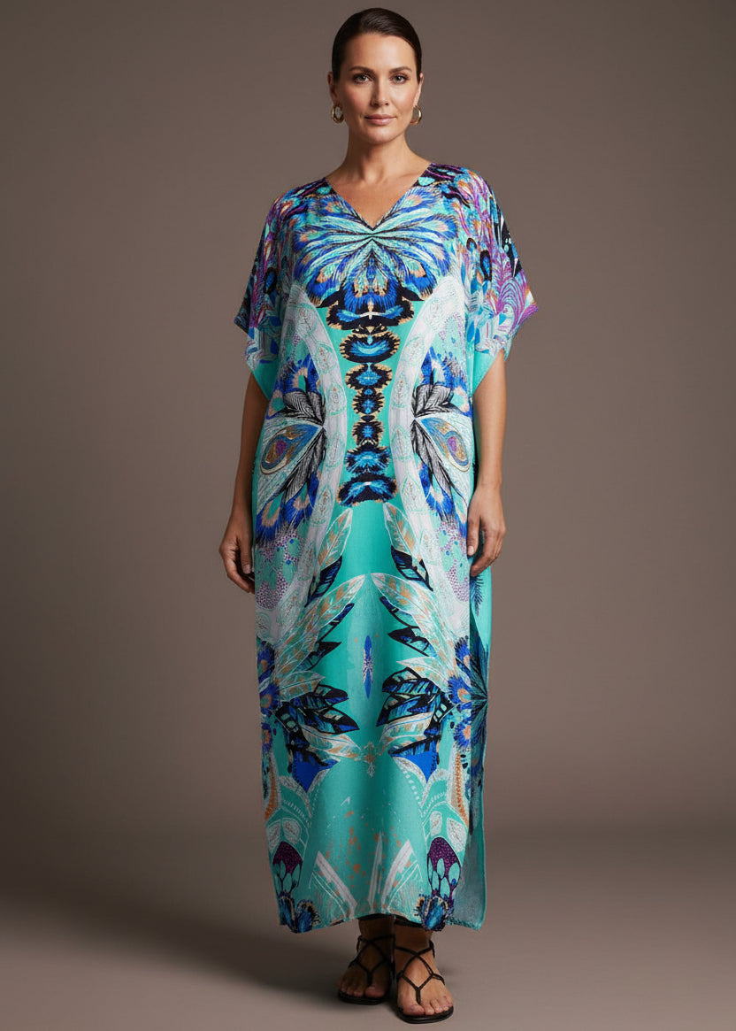 Morpho Wing V Neck Kaftan-Zeemara