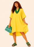 Oversized Batwing Mini Dress with Pockets - Yellow-Zeemara