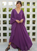Plum V Neck Kaftan with Diamond Pintuck-Zeemara