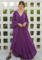 Plum V Neck Kaftan with Diamond Pintuck-Zeemara