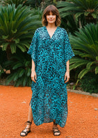 Tidal Wild V Neck Kaftan with Diamond Pintuck-Zeemara
