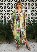 Toucan Terrace V Neck Kaftan with Diamond Pintuck-Zeemara