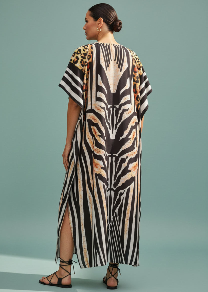 Tribal Totem V Neck Kaftan-Zeemara