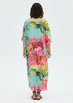 Tropical Sorbet V Neck Kaftan with Diamond Pintuck-Zeemara
